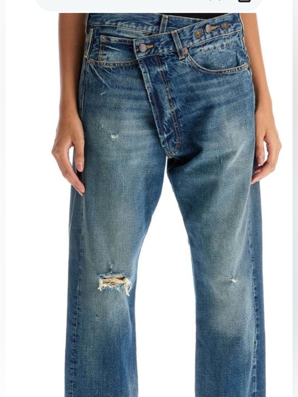 R13 Woomen’s brand new Relaxed Distressed Jeans in Faded Blue